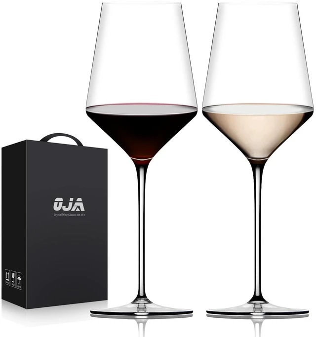 Main image of Wine Glasses Set, Crystal Red Hand Blown Wine Glass, Set of 2, 15 oz | Long Stem, Thin Rim, Premium, Perfect for Red or White, Daily Use, Unique Wedding Anniversary or Birthday Gift