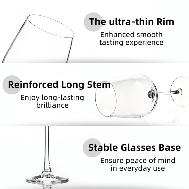 Alt view image 6 of 7 - 15oz Wine Glasses Set of 8, Thickened Stemmed Glasses for Red/White Wine, Heavy Base Clear Red Wine Glasses for Everyday, Wine Lovers, Parties, Gifts, Dishwasher Safe, 460ml, 8 Piece Set