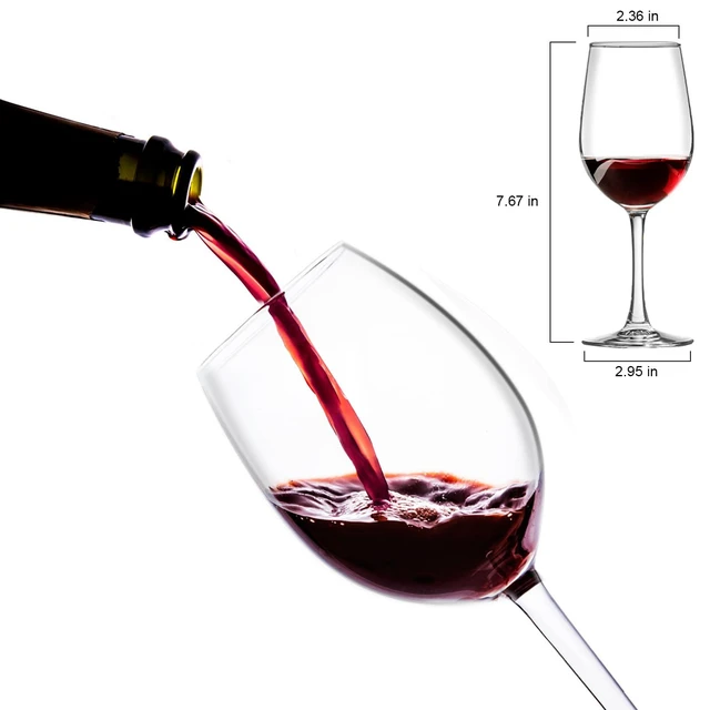 Alt view image 2 of 6 - Wine Glasses Set of 2, Hand-Blown Long Stem, Clear, 10 fl oz | Wide bowl supports swirling for red or white varieties, including Bordeaux, Pinot Noir, Burgundy and Cabernet Sauvignon.