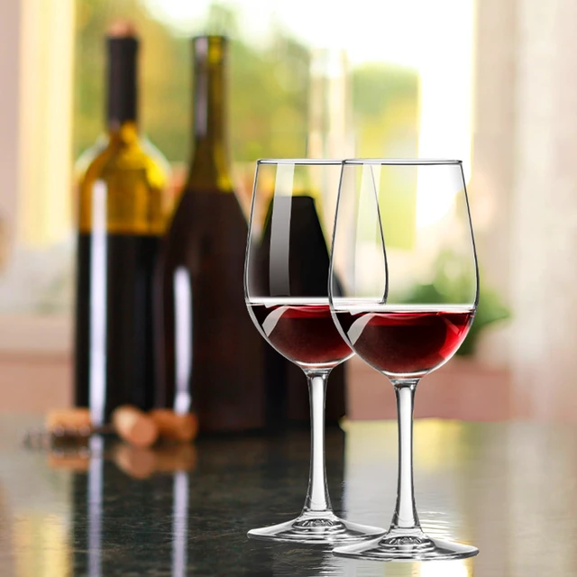 Alt view image 6 of 6 - Wine Glasses Set of 2, Hand-Blown Long Stem, Clear, 10 fl oz | Wide bowl supports swirling for red or white varieties, including Bordeaux, Pinot Noir, Burgundy and Cabernet Sauvignon.