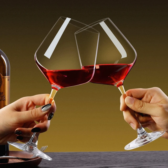 Alt view image 4 of 7 - Wine Glasses Set of 2, 15 oz, Long Stem, Wide Bowl, Hand Blown | Hand-blown clear glass with a wide bowl for red or white wine, supporting easy swirling at dinners, parties and gatherings