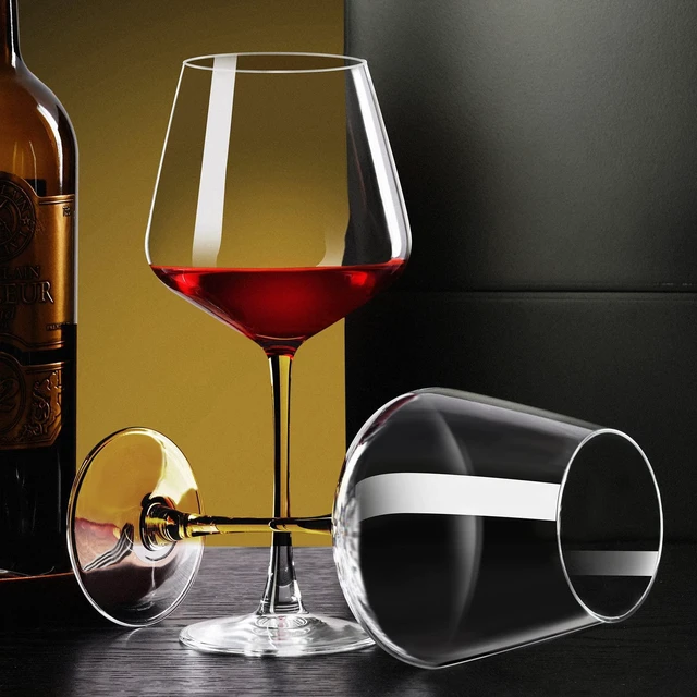 Alt view image 3 of 7 - Wine Glasses Set of 2, 15 oz, Long Stem, Wide Bowl, Hand Blown | Hand-blown clear glass with a wide bowl for red or white wine, supporting easy swirling at dinners, parties and gatherings