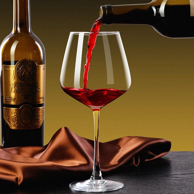 Alt view image 5 of 7 - Wine Glasses Set of 2, 15 oz, Long Stem, Wide Bowl, Hand Blown | Hand-blown clear glass with a wide bowl for red or white wine, supporting easy swirling at dinners, parties and gatherings