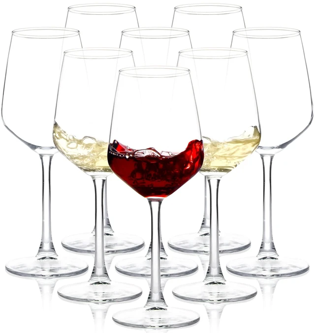 Main image of Wine Glasses Set of 8, 12oz Clear Red/White, Long Stem Wine Glasses for Party, Wedding and Home