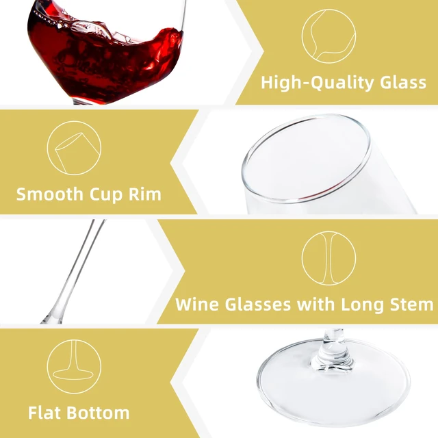Alt view image 3 of 6 - Wine Glasses Set of 8, 12oz Clear Red/White, Long Stem Wine Glasses for Party, Wedding and Home