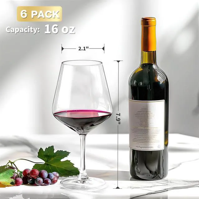 Alt view image 2 of 7 - Unbreakable Wine Glasses Set of 6, 16 oz Plastic Wine Glasses with Stem, BPA Free, Reusable Wine Glass for Poolside, Outdoors Camping Picnic Restaurants Home Bar Christmas Unique Gift
