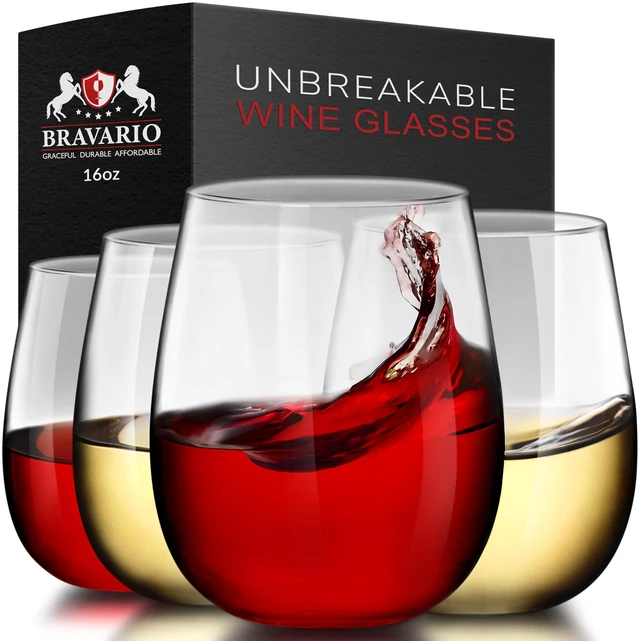 Main image of Unbreakable Stemless Plastic Wine Glasses | Reusable | Shatterproof 100% Tritan Plastic | Dishwasher-Safe | BPA-free | Awesome for Indoor & Outdoor | 16 oz, Set of 4