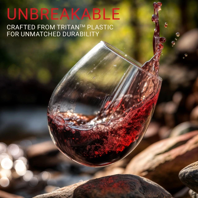 Alt view image 2 of 6 - Unbreakable Stemless Plastic Wine Glasses | Reusable | Shatterproof 100% Tritan Plastic | Dishwasher-Safe | BPA-free | Awesome for Indoor & Outdoor | 16 oz, Set of 4