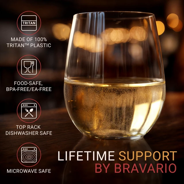 Alt view image 4 of 6 - Unbreakable Stemless Plastic Wine Glasses | Reusable | Shatterproof 100% Tritan Plastic | Dishwasher-Safe | BPA-free | Awesome for Indoor & Outdoor | 16 oz, Set of 4