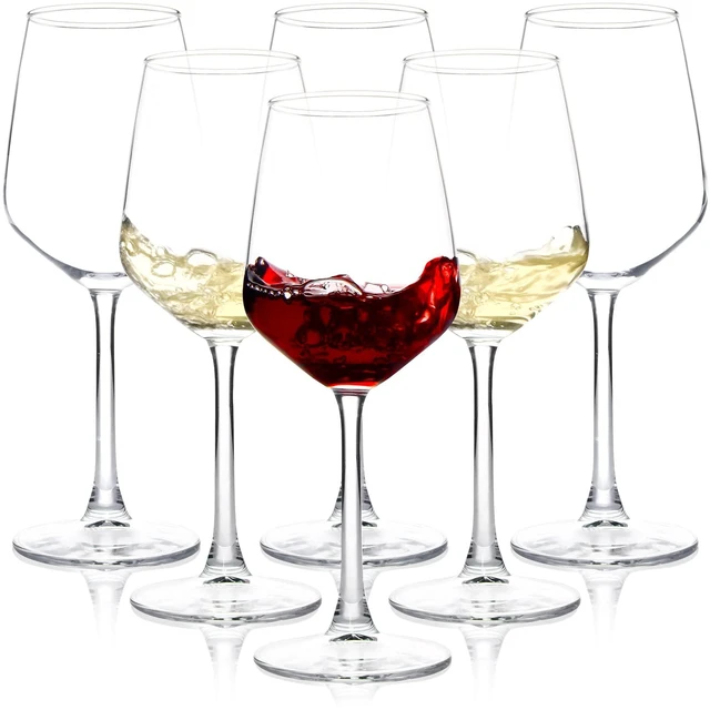 Main image of Wine Glasses Set of 6, 12oz Clear Red/White Wine Glasses, Long Stem Glasses for Party, Wedding and Home