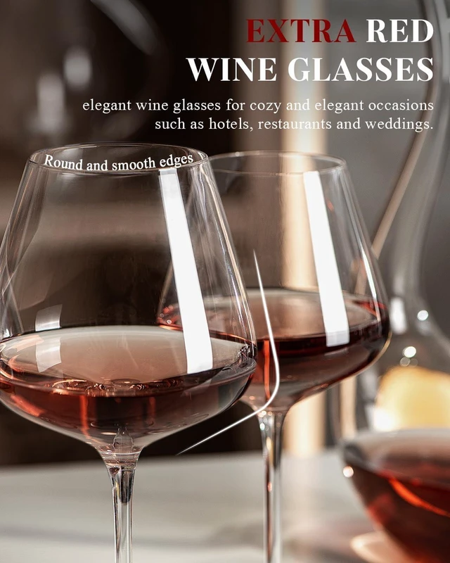 Alt view image 4 of 7 - Extra Large 32oz Wine Glasses Set of 2 - Hand Blown Red Wine Glasses With Long Stem - Crystal Giant Burgundy Red Wine Glasses Clearer, Thin, Gift Packaging for Mothers Day, Wedding