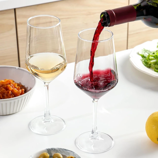 Alt view image 5 of 7 - Wine Glasses Set of 4, 13.5oz Red/White Wine Cup, Long Stem, Crystal | Thin Rim Clear Glasses Classic Design Daily Use Dishwasher Safe Durable Toasting at Weddings or Birthdays Ideal Gift