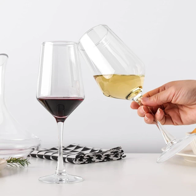 Alt view image 6 of 7 - Wine Glasses Set of 4, 13.5oz Red/White Wine Cup, Long Stem, Crystal | Thin Rim Clear Glasses Classic Design Daily Use Dishwasher Safe Durable Toasting at Weddings or Birthdays Ideal Gift