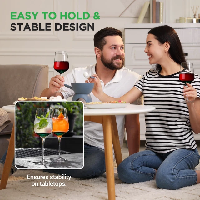 Alt view image 4 of 7 - Stemmed Wine Glasses Set of 2, 22oz Crystal Clear Red or White Wine Glass, Lead-Free & Dishwasher Safe Glasses for Wine, Drink, Water, Restaurants, And Housewarming Gifts