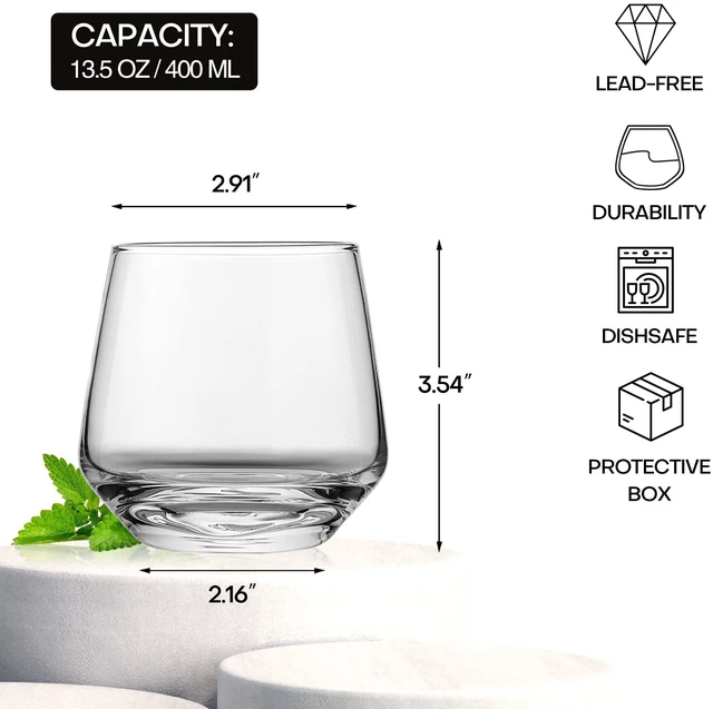 Alt view image 3 of 7 - Stemless Wine Glasses Set of 4 for Red/White Wine, Dishwasher-Safe, 13.5 oz | BPA Free Classic Design Clear Glass Durable Daily Use Toasting at Weddings or Birthdays Ideal Gift