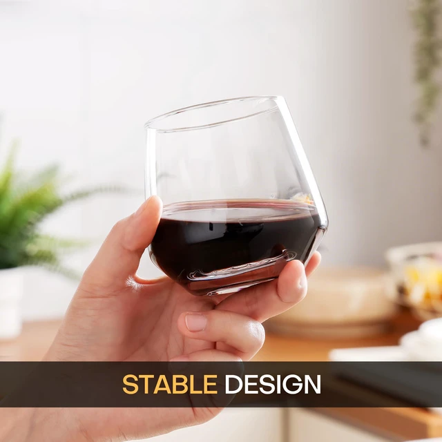 Alt view image 4 of 7 - Stemless Wine Glasses Set of 4 for Red/White Wine, Dishwasher-Safe, 13.5 oz | BPA Free Classic Design Clear Glass Durable Daily Use Toasting at Weddings or Birthdays Ideal Gift