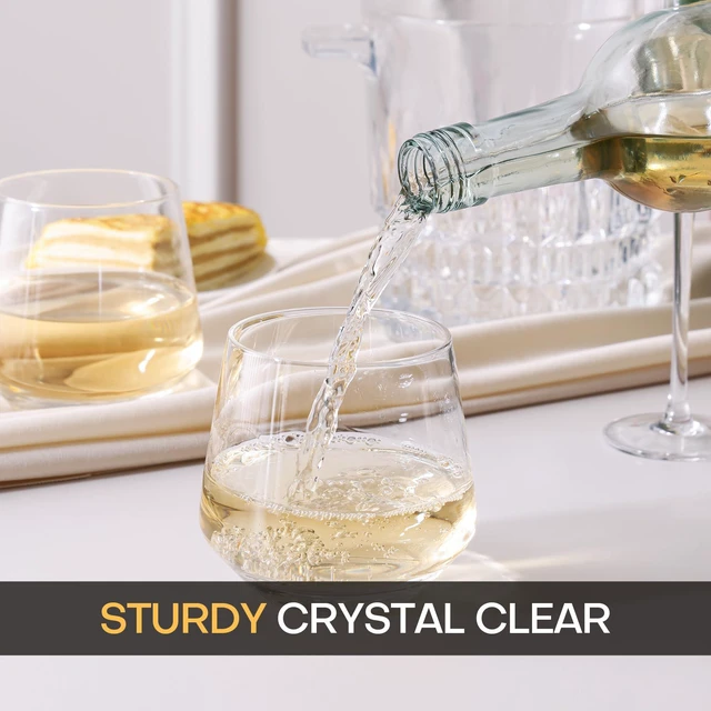 Alt view image 5 of 7 - Stemless Wine Glasses Set of 4 for Red/White Wine, Dishwasher-Safe, 13.5 oz | BPA Free Classic Design Clear Glass Durable Daily Use Toasting at Weddings or Birthdays Ideal Gift