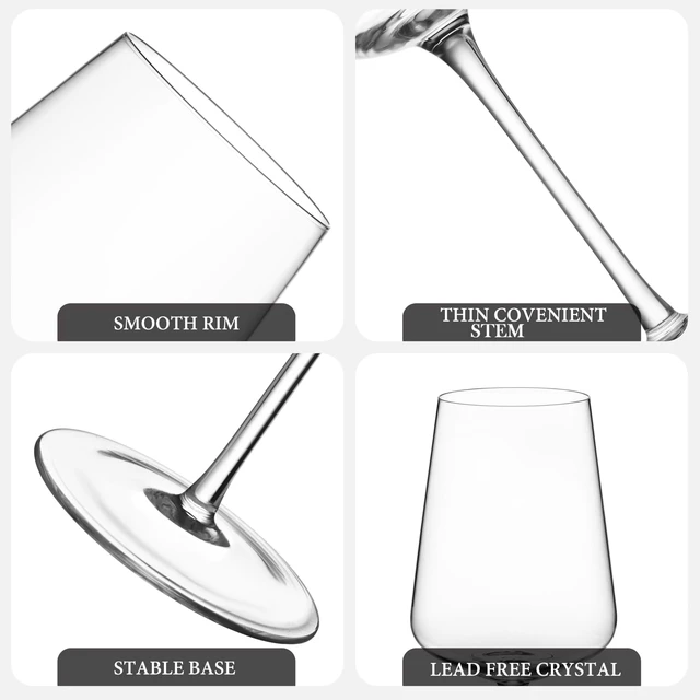 Alt view image 4 of 7 - Crystal Red Wine Glasses Set of 2, Hand Blown Wine Glass 13.5OZ | Long Stem, Premium, Unique Gift for Red or White, Wedding, Christmas, Anniversary