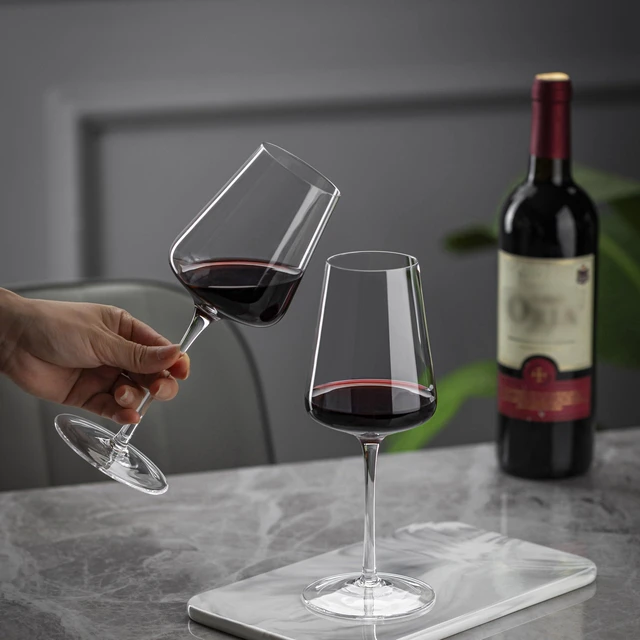 Alt view image 5 of 7 - Crystal Red Wine Glasses Set of 2, Hand Blown Wine Glass 13.5OZ | Long Stem, Premium, Unique Gift for Red or White, Wedding, Christmas, Anniversary