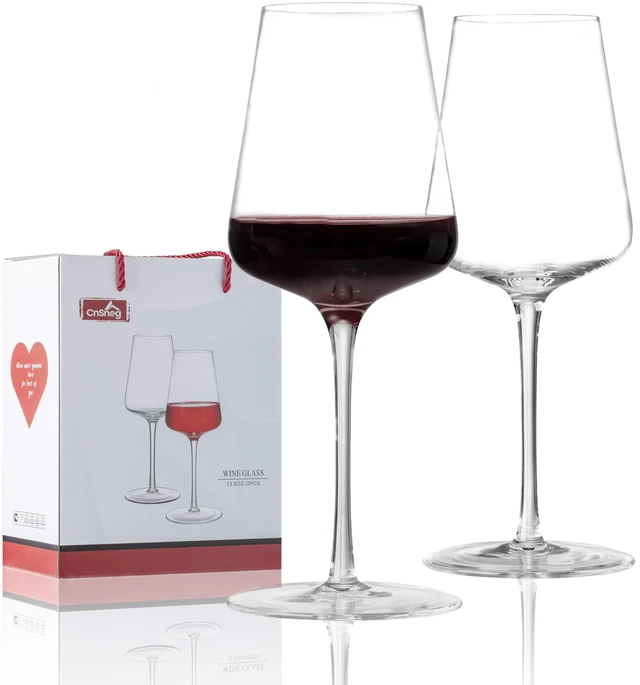 Main image of Crystal Red Wine Glasses Set of 2, Hand Blown Wine Glass 13.5OZ | Long Stem, Premium, Unique Gift for Red or White, Wedding, Christmas, Anniversary