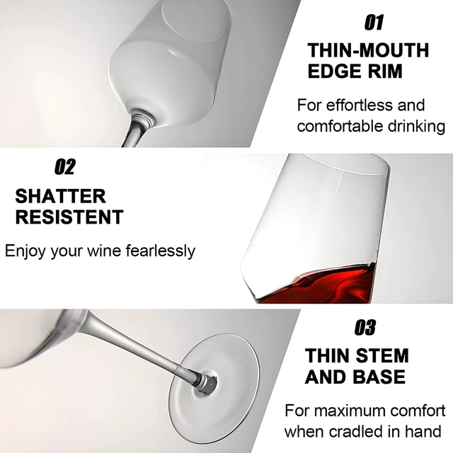 Alt view image 5 of 7 - Hand Blown Red Wine Glasses Set of 4 Premium Crystal Wine Glasses with Long Stem 14 oz Daily Use, Unique Wedding Anniversary or Birthday Gift Ideal for Restaurants, Home Bar