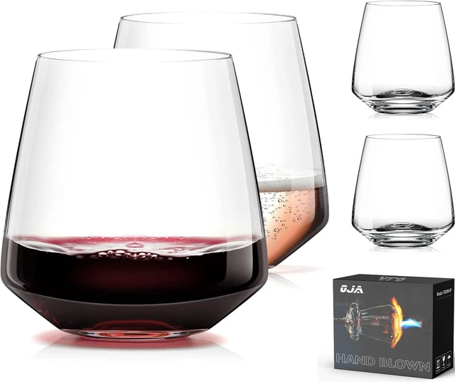 Main image of Wine Glasses Set, Crystal Stemless Red Wine Glass, Set of 4, 13.5 oz | Dishwasher Safe, Red White Wine glass, Hand Blown, Unique Gifts for Him Her for Birthday, Wedding, Christmas, Anniversary