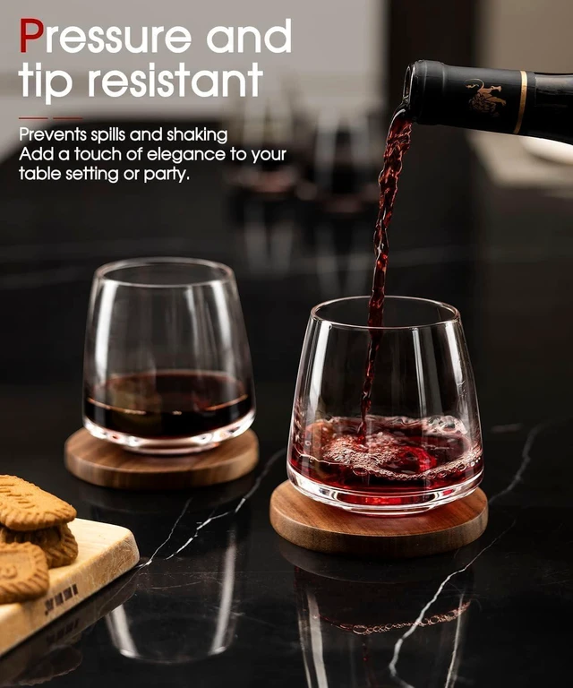 Alt view image 4 of 7 - Wine Glasses Set, Crystal Stemless Red Wine Glass, Set of 4, 13.5 oz | Dishwasher Safe, Red White Wine glass, Hand Blown, Unique Gifts for Him Her for Birthday, Wedding, Christmas, Anniversary