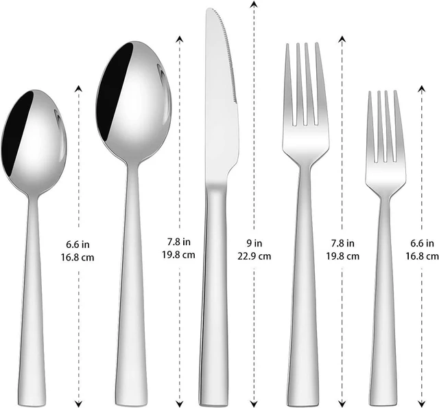 Alt view image 2 of 7 - Silverware Set for 2, 10-Piece Stainless Steel Flatware Cutlery Set, Square Edge Kitchen Utensil Include Knives/Forks/Spoons, Tableware for Home/Hotel, Mirror Polished Dishwasher Safe