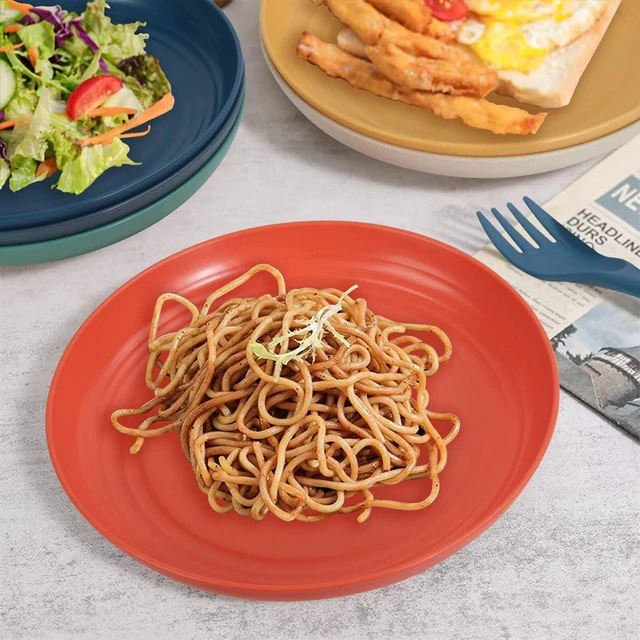Alt view image 6 of 6 - Wheat Straw Dinnerware Sets 36 Piece Unbreakable Dinnerware Sets, Reusable Wheat Straw Plates and Bowls Sets, Travel Camping Cutlery Set, Dishwasher Microwave Safe Dinnerware Colourful