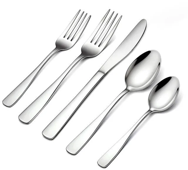 Main image of 20 Piece Silverware Set - Stainless Steel Silverware Sets for 4 Include Spoon, Forks, Knives, Mirror Polished Flatware Set for Home, Kitchen, Restaurant, Dishwasher Safe