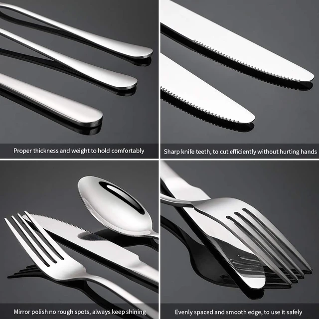 Alt view image 3 of 7 - Silverware Set for 4, Flatware Utensil Cutlery Set 20 Piece | Premium Stainless Steel Tableware Set, Include Knife Fork Spoon, Mirror Polished, Dishwasher Safe, for Any Dinner or Weddings