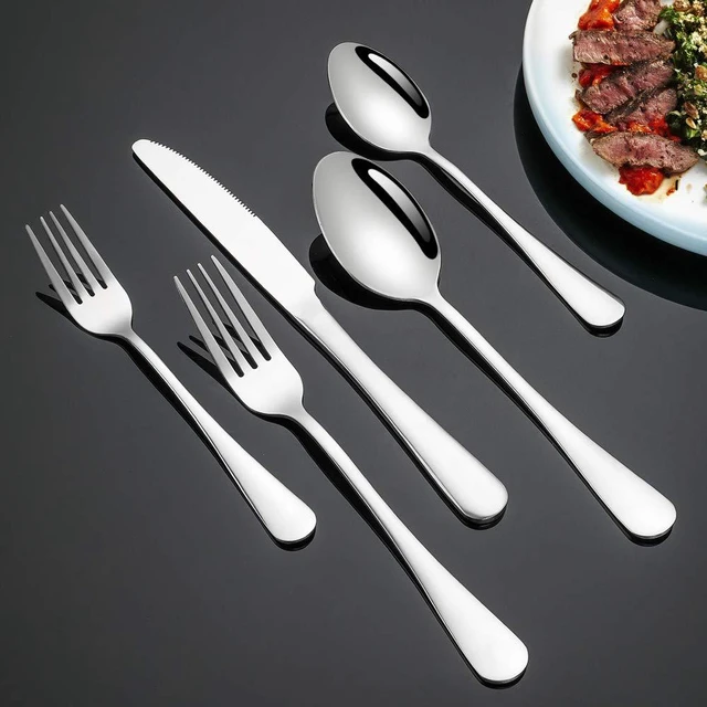 Alt view image 4 of 7 - Silverware Set for 4, Flatware Utensil Cutlery Set 20 Piece | Premium Stainless Steel Tableware Set, Include Knife Fork Spoon, Mirror Polished, Dishwasher Safe, for Any Dinner or Weddings