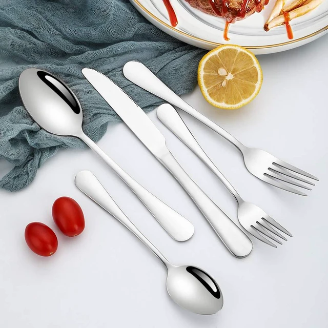 Alt view image 6 of 7 - Silverware Set for 4, Flatware Utensil Cutlery Set 20 Piece | Premium Stainless Steel Tableware Set, Include Knife Fork Spoon, Mirror Polished, Dishwasher Safe, for Any Dinner or Weddings