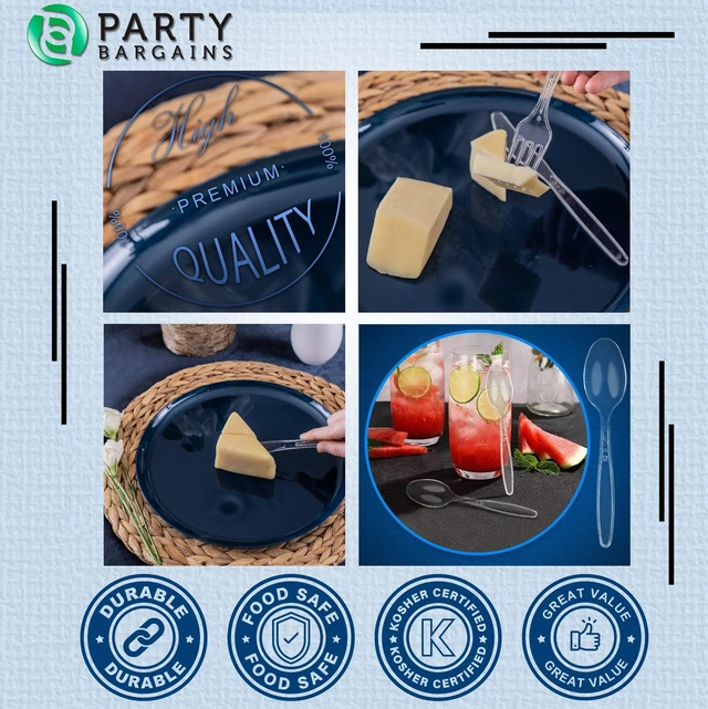 Alt view image 3 of 7 - Disposable Cutlery set, SAPPHIRE Design, Clear Color, 360 Pieces: 180 Forks, 120 Spoons, 60 Knives