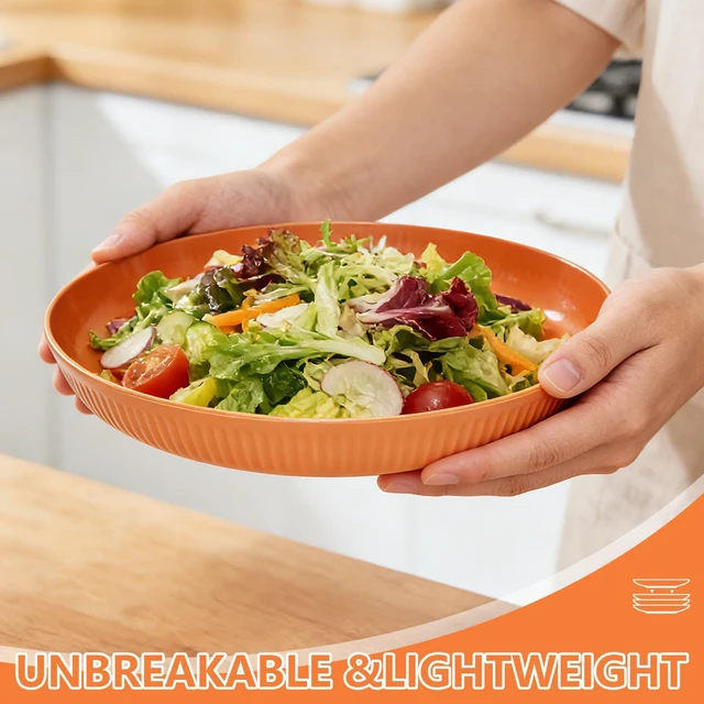 Alt view image 6 of 7 - 42Pcs Wheat Straw Dinnerware Sets, Unbreakable Plates and Bowls Sets, Eco Friendly Non Breakable Dinnerware, Dishwasher Microwave Safe Dinnerware