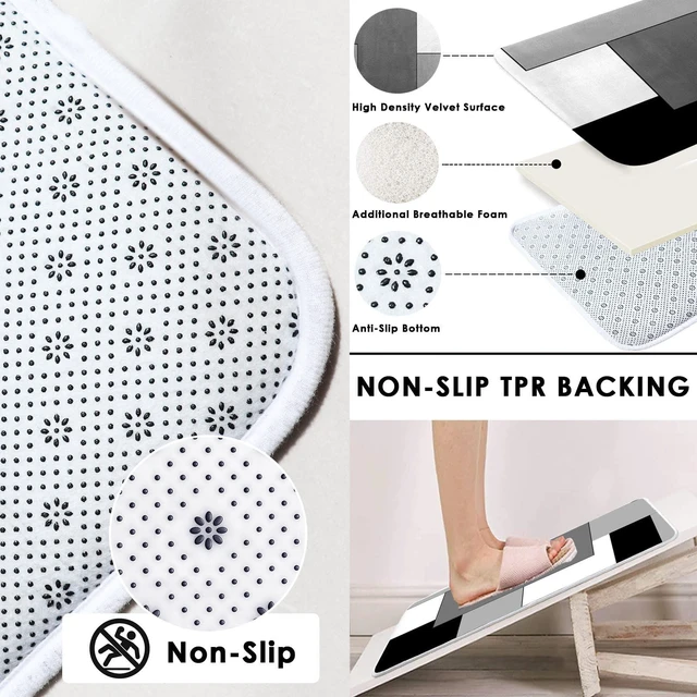 Alt view image 3 of 7 - Bathroom Sets with Shower Curtain and Rugs, Set of 4, Checkered | Geometric Abstract Modern Bathroom Decor Set with Toilet Lid Cover, Non-Slip Bath Mats and Accessories 12 Hooks