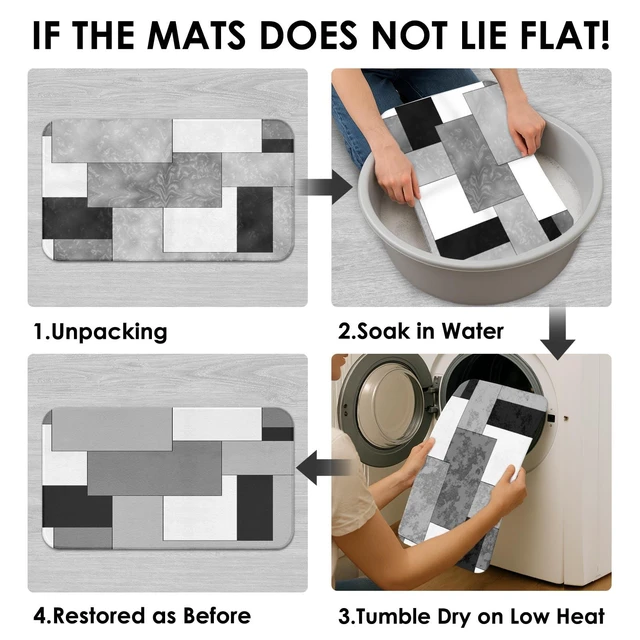 Alt view image 7 of 7 - Bathroom Sets with Shower Curtain and Rugs, Set of 4, Checkered | Geometric Abstract Modern Bathroom Decor Set with Toilet Lid Cover, Non-Slip Bath Mats and Accessories 12 Hooks