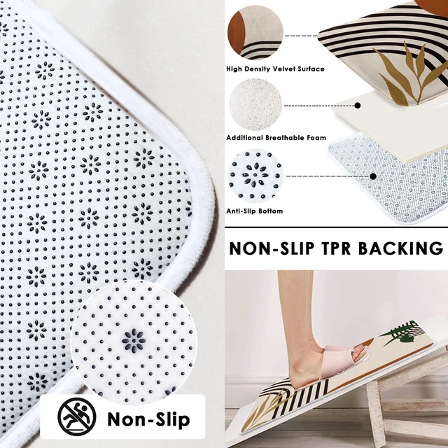 Alt view image 3 of 7 - Bathroom Sets with Shower Curtain and Rugs, Set of 4 Geometric Boho | Abstract Mid Century Bathroom Decor Set with Toilet Lid Cover, Non-Slip Bath Mats and Accessories 12 Hooks