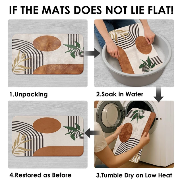 Alt view image 7 of 7 - Bathroom Sets with Shower Curtain and Rugs, Set of 4 Geometric Boho | Abstract Mid Century Bathroom Decor Set with Toilet Lid Cover, Non-Slip Bath Mats and Accessories 12 Hooks