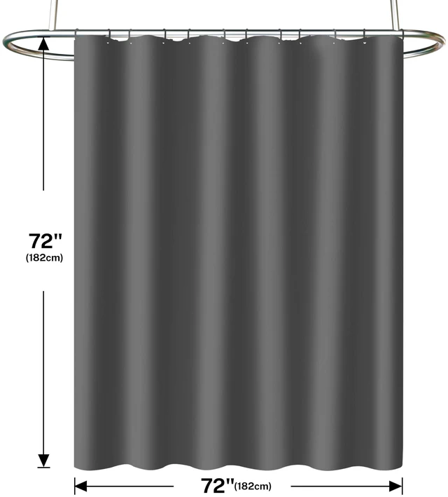 Alt view image 7 of 7 - Grey Shower Curtain and Liner, 3 in 1 Shower Curtain Set with 12 Double Sided Shower Curtain Hooks, Cloth Shower Curtains for Bathroom,Waterproof, 72" W*72" H