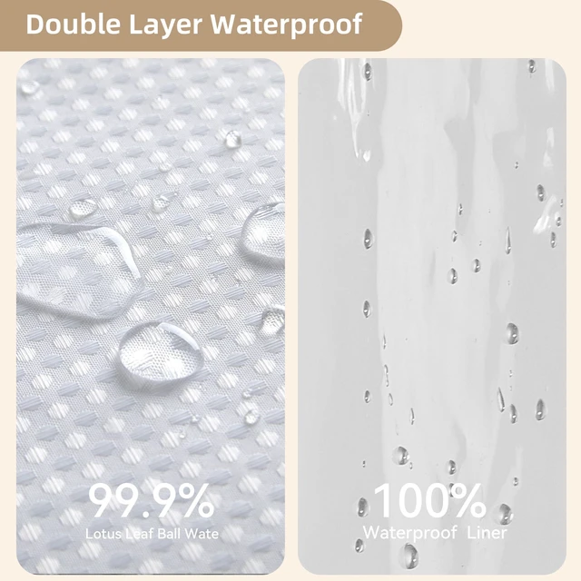 Alt view image 5 of 7 - White Shower Curtain and Liner, 3 in 1 Waffle Shower Curtain Set with 12 Double Sided Shower Curtain Hooks, Fabric Shower Curtains for Bathroom 72 x 72