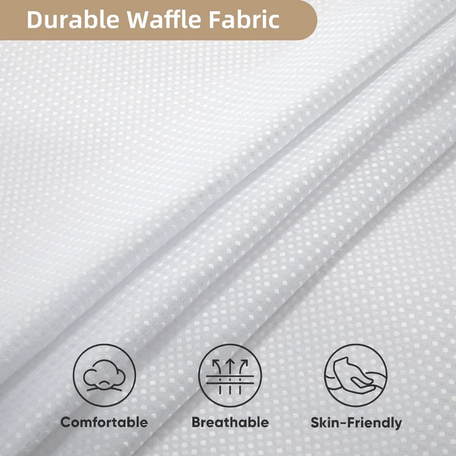 Alt view image 6 of 7 - White Shower Curtain and Liner, 3 in 1 Waffle Shower Curtain Set with 12 Double Sided Shower Curtain Hooks, Fabric Shower Curtains for Bathroom 72 x 72