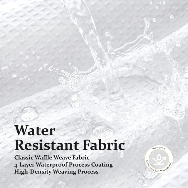 Alt view image 7 of 7 - Waffle Shower Curtain 256 GSM Heavy Duty Fabric 72"x72" White | Thick Textured Cloth, Weighted Hem, Water Repellent Washable, Hotel Luxury Polyester Shower Curtain Set for Bathroom 12 Hooks