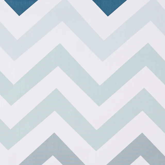 Alt view image 3 of 5 - Bathroom Shower Curtain, Water Resistant Fabric with Weighted Hem, Grommets & Hooks, Machine Washable, 72"x72", Blue Ombre Chevron