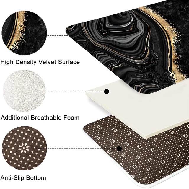 Alt view image 5 of 7 - 4 Pcs Black Marble Shower Curtain Sets with Rugs Gold Bathroom Set | Fabric Shower Curtain Abstract Bathroom Decor Accessories Shower Curtains for Bathroom Toilet Lid Cover and Hooks
