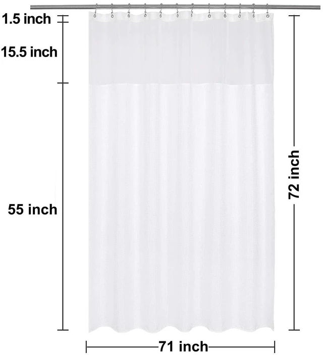 Alt view image 6 of 7 - Waffle Weave Shower Curtain with Snap-in Liner Set White, 71x72 | 12 Metal Hooks Included, Snap on/off Fabric Liner, Mesh Top Window, Washable, Hotel Style Shower Curtain Set for Bathroom