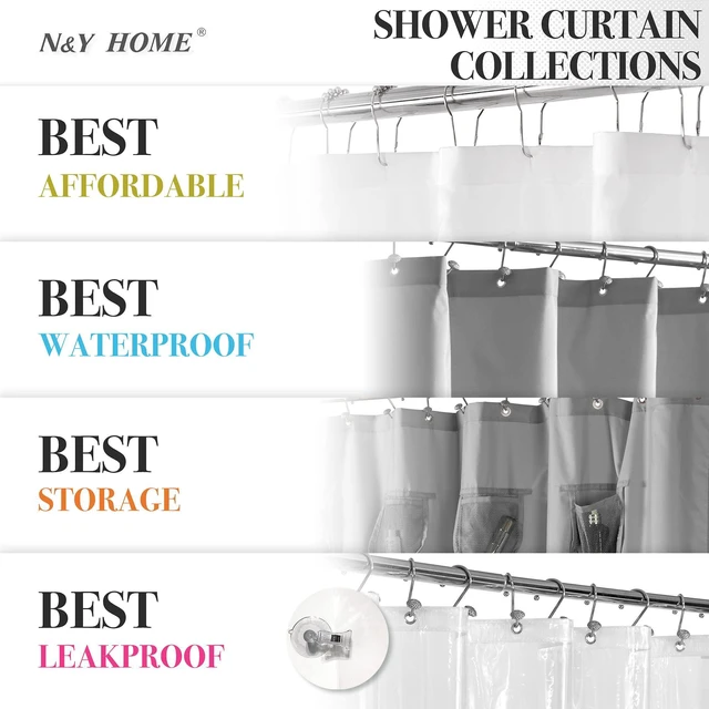 Alt view image 7 of 7 - Waffle Weave Shower Curtain with Snap-in Liner Set White, 71x72 | 12 Metal Hooks Included, Snap on/off Fabric Liner, Mesh Top Window, Washable, Hotel Style Shower Curtain Set for Bathroom