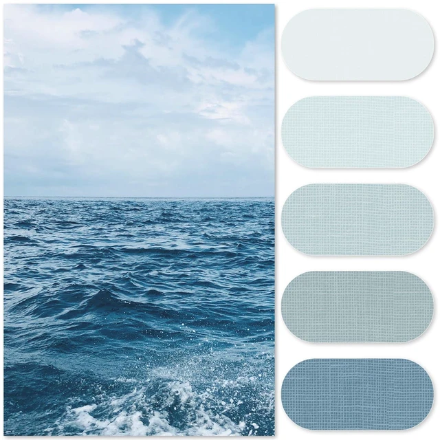 Alt view image 2 of 7 - Ombre Ocean Blue Shower Curtain for Bathroom 70x72 Inch 12 Hooks | Long Shower Curtain Hooks, Bathroom Decor,Stripe, Waterproof Fabric, Gradual Color, Minimalist Design, Modern Neutral,Cloth