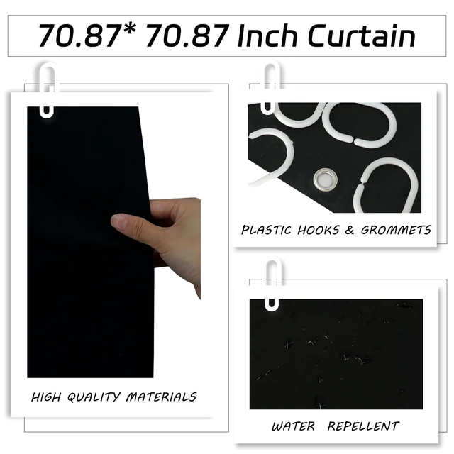 Alt view image 4 of 7 - Black Bathroom Accessories Set, 10Pcs Bathroom Accessory Sets Complete with Trash Can, Shower Curtain, Vanity Tray, Soap Dispenser, Soap Dish, Toothbrush Holder&Cup, Toilet Brush&Holder, Qtip Holder