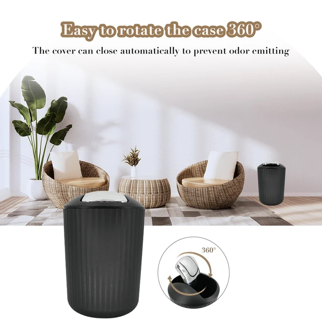 Alt view image 5 of 7 - Black Bathroom Accessories Set, 10Pcs Bathroom Accessory Sets Complete with Trash Can, Shower Curtain, Vanity Tray, Soap Dispenser, Soap Dish, Toothbrush Holder&Cup, Toilet Brush&Holder, Qtip Holder